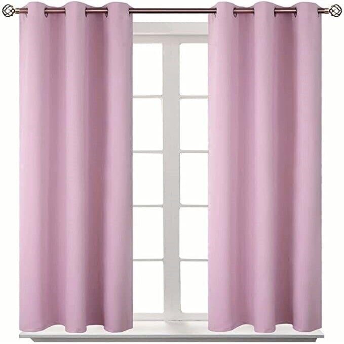 100% Blackout Grommet Panel Insulated Thermal Unlined Window Treatment Curtain Drape 35" Wide x 63" Long (2, K68 Pink)