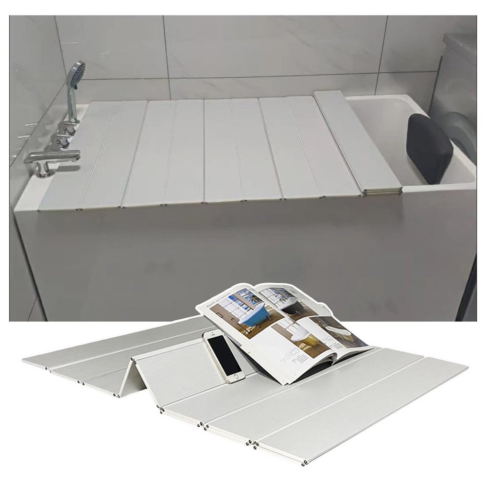 Bathtub Tray Folding PVC Bathtub Cover, Japanese-Style Dust-Proof Board Insulation Cover, 0.6cm Thickness Multifunction Bathtub Tray Bath Tub Accessories, 22 Sizes Multifunctional (Color : White, Si