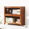 JSLJDM 4 Tiers Bookshelf,Bookcase with Doors,Industial Bookshelves and Bookcases,Bookcase,Tall Bookcase,Cube Storage shelf,Bamboo bookcase,Bedroom, Living room,Home office 80*32*140cm 80*32*73cm grey view 1