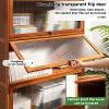 JSLJDM 4 Tiers Bookshelf,Bookcase with Doors,Industial Bookshelves and Bookcases,Bookcase,Tall Bookcase,Cube Storage shelf,Bamboo bookcase,Bedroom, Living room,Home office 80*32*140cm 80*32*73cm grey view 2