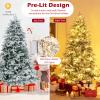 Goplus 6ft Pre-Lit Snow Flocked Christmas Tree, Artificial Hinged Xmas Tree with 1415 Branch Tips, PE & PVC Mixed Leaves, 260 Warm-White LED Lights, Foldable Metal Base, for Home Office Holiday Decor view 3