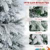 Goplus 6ft Pre-Lit Snow Flocked Christmas Tree, Artificial Hinged Xmas Tree with 1415 Branch Tips, PE & PVC Mixed Leaves, 260 Warm-White LED Lights, Foldable Metal Base, for Home Office Holiday Decor view 4