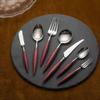 28 Piece Silverware Set Service for 4,Household Tableware Light Luxury Violet Wooden Handle 304 Stainless Steel Tableware Hotel Knife, Fork, Spoon Tableware Set, Food Grade Stainless Steel view 2