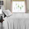 British-Linen Sheets and Pillowcases 100% Organic Cotton, Bed Sheets 6 Piece Set, Luxury and Buttery Soft 10" Deep Pocket Fitted Sheet, Best Comfort Sheets - Light Grey Stripe, Olympic Queen Size view 3