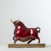 R REALONG Wall Street Bull Statue Bronze Sculpture Stock Market Gifts Abstract Sculptures Home Decor 11inch Animal Decor Figurine (Red) view 1
