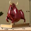 R REALONG Wall Street Bull Statue Bronze Sculpture Stock Market Gifts Abstract Sculptures Home Decor 11inch Animal Decor Figurine (Red) view 2
