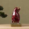 R REALONG Wall Street Bull Statue Bronze Sculpture Stock Market Gifts Abstract Sculptures Home Decor 11inch Animal Decor Figurine (Red) view 3