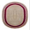 10x14 Oval Kilim Rug  Handmade Boho Jute Rug, Solid Maroon Beige, Hand Braided Flatweave, 0.27" Thick Oval Carpet for Bedroom, Living Room, Dining Room view 1