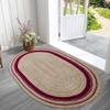 10x14 Oval Kilim Rug  Handmade Boho Jute Rug, Solid Maroon Beige, Hand Braided Flatweave, 0.27" Thick Oval Carpet for Bedroom, Living Room, Dining Room view 2