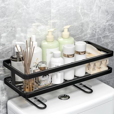 JHDXL Over The Toilet Storage, 1-Tier Bathroom Organizer Over Toilet, Storage Rack Shelf Free Standing Bathroom Organizer, fit Most Toilets, Easy Assembly (Color : Black)
