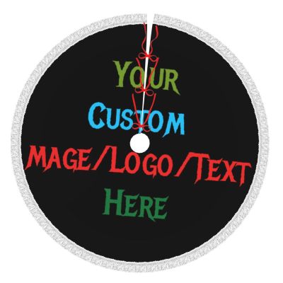 Custom Christmas Tree Skirt Personalized Name Text Image Christmas Snowflake for Xmas New Year Decorations Home