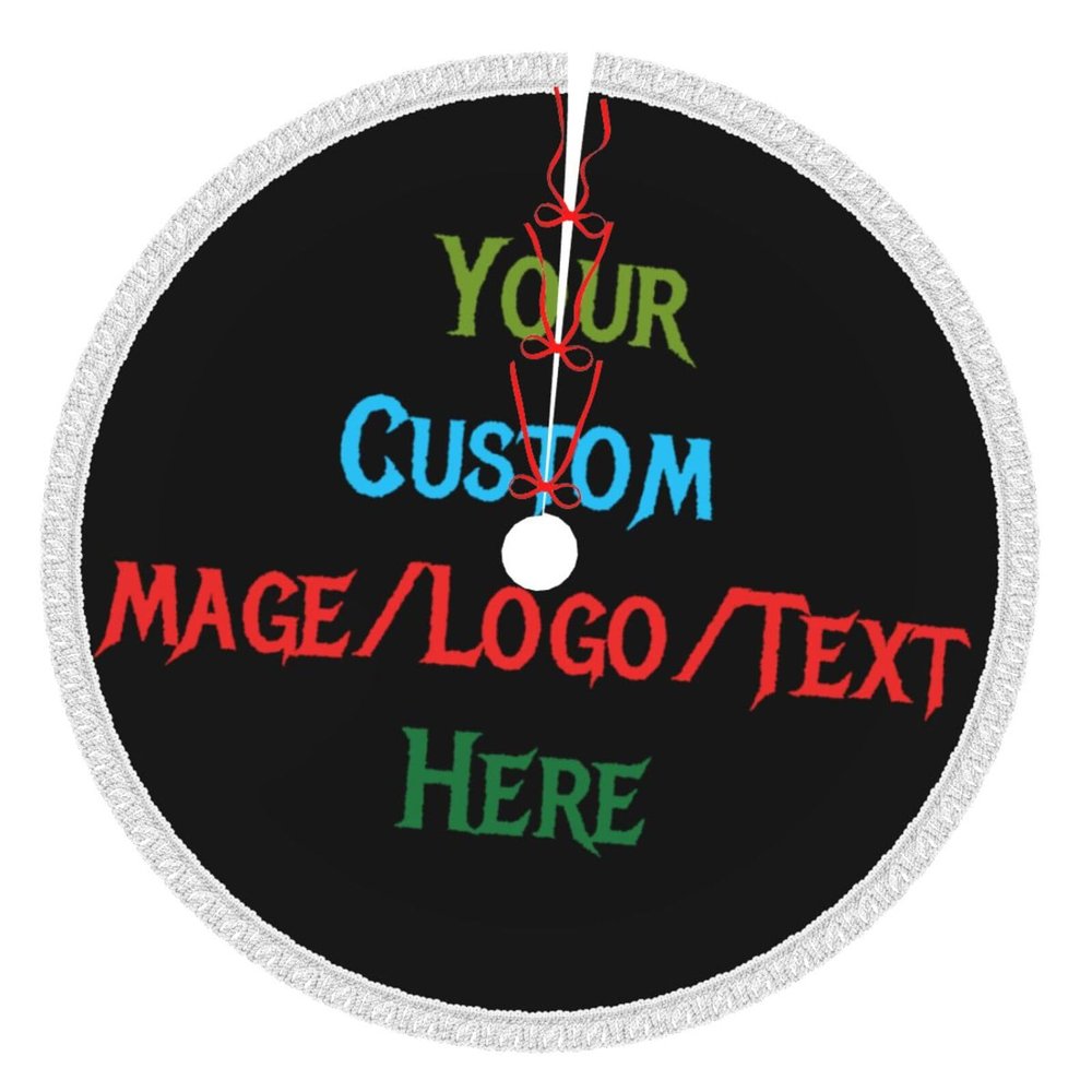 Custom Christmas Tree Skirt Personalized Name Text Image Christmas Snowflake for Xmas New Year Decorations Home