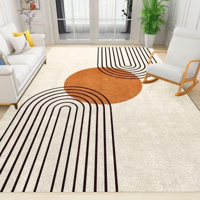 Abstract Nordic Boho Sun Area Rug, Modern Mid-Century Geometry Indoor Rug, Non-Slip Washable Easy Clean Low Pile Foldable Festival Decor Carpet for Bedroom Living Room Nursery Entryway 3x4ft