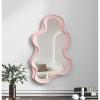 BZCKBZ 1 Pack White Bedroom Wall Decorative Mirror, Modern Minimalist Dressing Mirrors, Entryway, Bedroom, Living Room, Irregular(A - Pink) view 1