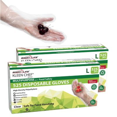 KLEEN CHEF 1050 PCS Plastic Disposable Gloves Large | Clear Disposable Gloves for Food Prep, Cooking, Cleaning, Food Handling