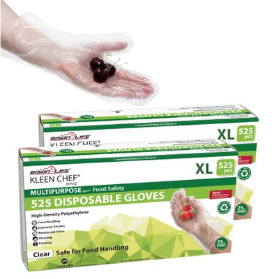 KLEEN CHEF 1050 PCS Plastic Disposable Gloves X-Large | Clear Disposable Gloves for Food Prep, Cooking, Cleaning, Food Handling
