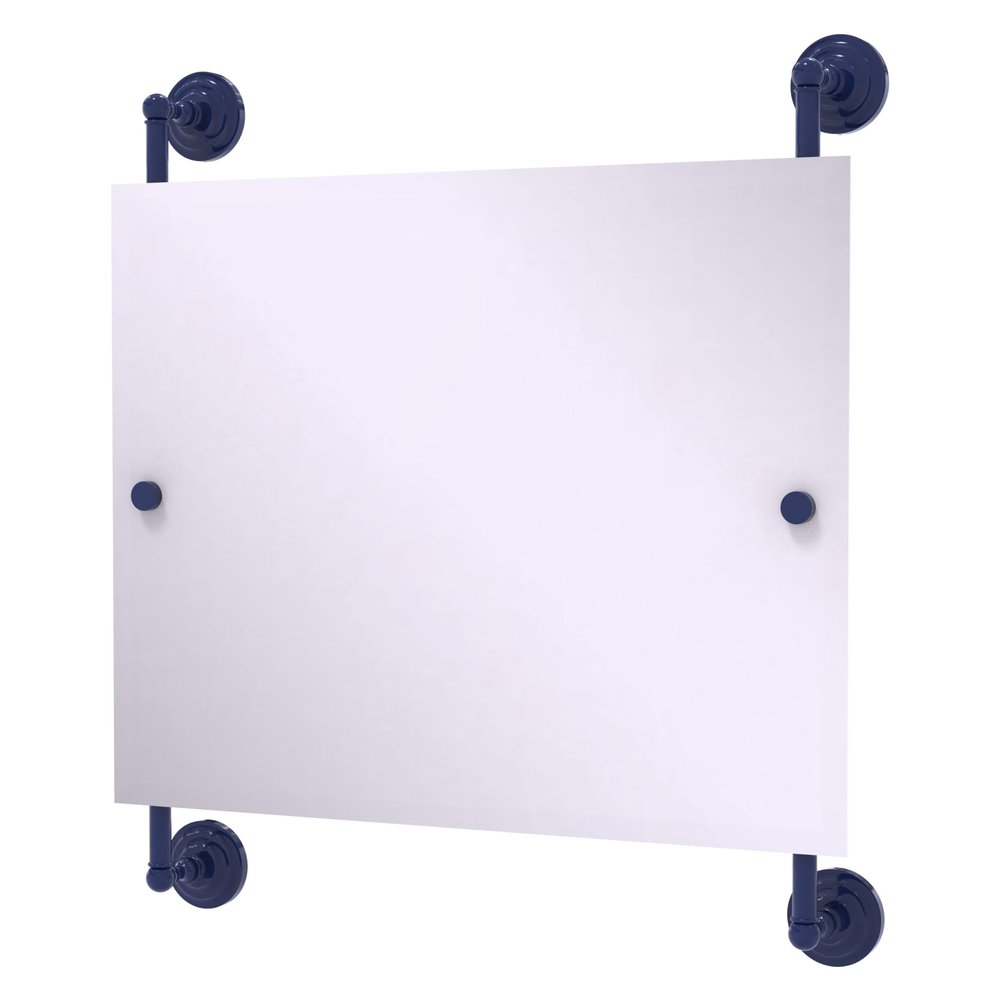 Allied Brass PQN-27-93-MBL Prestige Que New Landscape Rectangular Frameless Rail Mounted Mirror, Mediterranean Blue