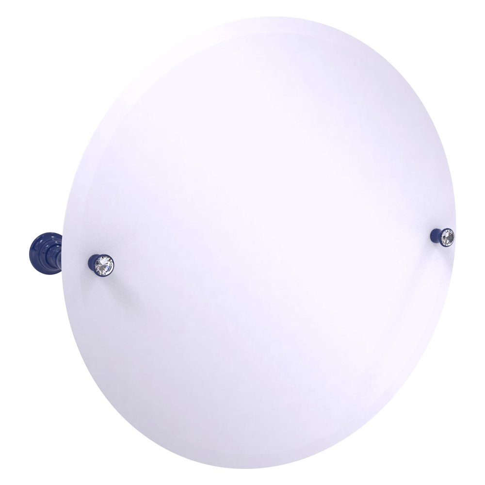 Allied Brass CC-90-MBL Carolina Crystal Collection Frameless Round Tilt Mirror with Beveled Edge, Mediterranean Blue
