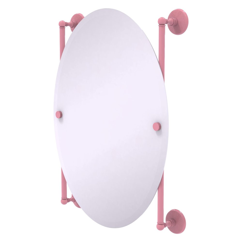 Allied Brass MC-27-91-PNK Monte Carlo Collection Oval Frameless Rail Mounted Mirror, Pink