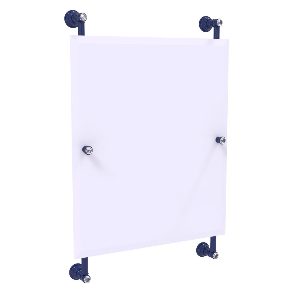 Allied Brass CC-27-92-MBL Carolina Crystal Collection Rectangular Frameless Rail Mounted Mirror, Mediterranean Blue