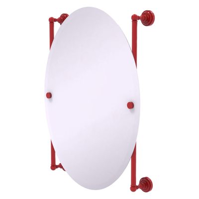 Allied Brass DT-27-91-FER Dottingham Collection Oval Frameless Rail Mounted Mirror, Fire Engine Red