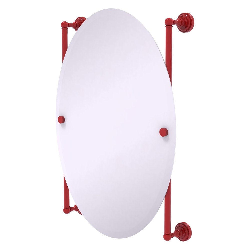 Allied Brass DT-27-91-FER Dottingham Collection Oval Frameless Rail Mounted Mirror, Fire Engine Red