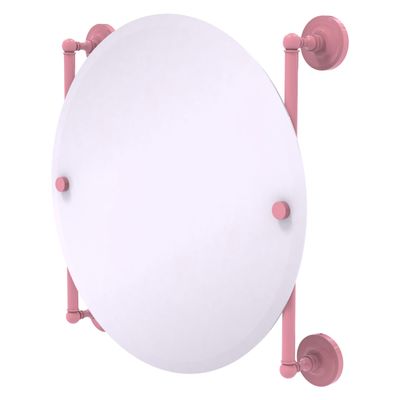 Allied Brass PR-27-90-PNK Prestige Regal Collection Round Frameless Rail Mounted Mirror, Pink