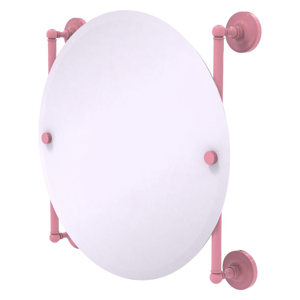 Allied Brass PR-27-90-PNK Prestige Regal Collection Round Frameless Rail Mounted Mirror, Pink