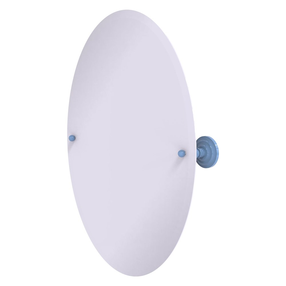 Allied Brass PQN-91-FTB Frameless Oval Tilt Mirror with Beveled Edge, Flat Troll Blue