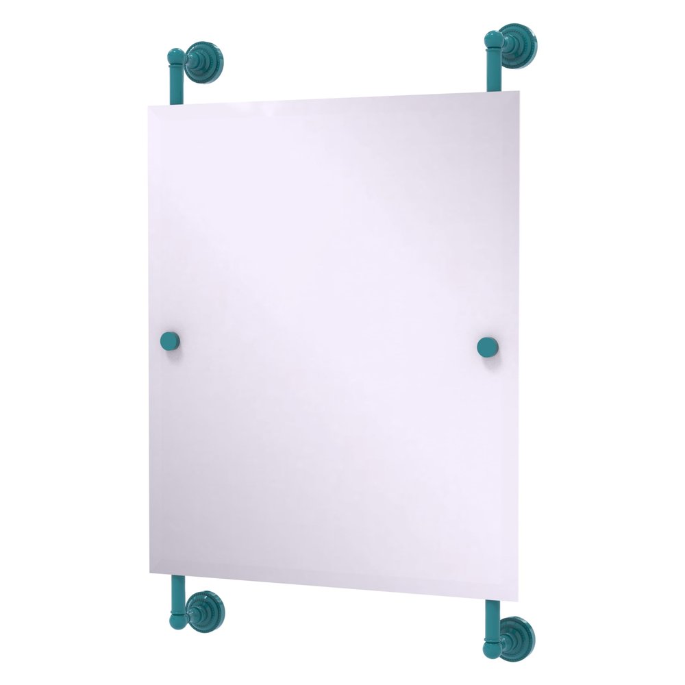 Allied Brass DT-27-92-GLT Dottingham Collection Rectangular Frameless Rail Mounted Mirror, Glokzin Teal