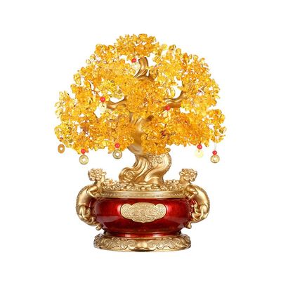 Crystal Tree Bonsai Feng Shui Money Tree Yellow Crystal Fortune Tree Home Office Decoration Crystal Fortune Tree Feng Shui Tree Lucky Tree Money Tree 10.62 / 12.99 / 16.92 inches Crystal Quartz Lucky