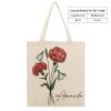 Custom Birth Flower Tote Bag Floral Shopping Bags Personalized Botanical Canvas Tote Bag, Personalized Birthday Gift, Teacher Gift Canvas Bag, Teacher Appreciation Gift, Back To School Gift view 2
