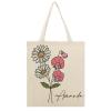 Custom Birth Flower Tote Bag Floral Shopping Bags Personalized Botanical Canvas Tote Bag, Personalized Birthday Gift, Teacher Gift Canvas Bag, Teacher Appreciation Gift, Back To School Gift view 1
