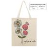 Custom Birth Flower Tote Bag Floral Shopping Bags Personalized Botanical Canvas Tote Bag, Personalized Birthday Gift, Teacher Gift Canvas Bag, Teacher Appreciation Gift, Back To School Gift view 2