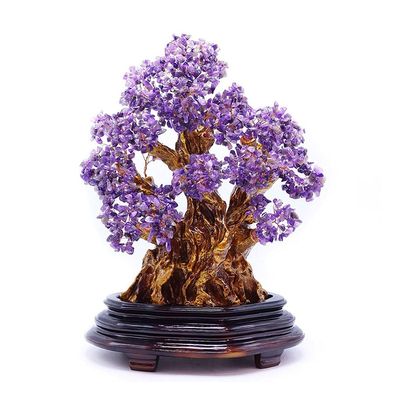 Crystal Tree Bonsai Feng Shui Money Tree Purple/Gold/Pink/Light Yellow Crystal Fortune Tree Home Office Decoration Crystal Fortune Tree Feng Shui Auspicious Tree Money Tree 19.68 inches Crystal Quartz