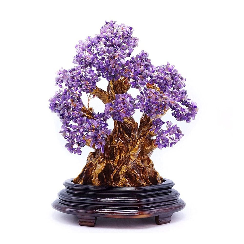 Crystal Tree Bonsai Feng Shui Money Tree Purple/Gold/Pink/Light Yellow Crystal Fortune Tree Home Office Decoration Crystal Fortune Tree Feng Shui Auspicious Tree Money Tree 19.68 inches Crystal Quartz