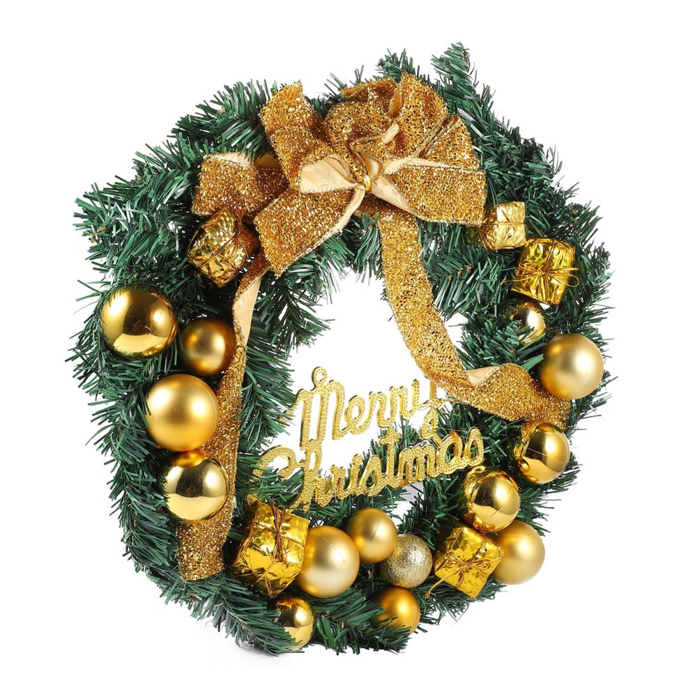 Amosfun 1pc Xmas Wreath Decoration Artificial Garland for Home Party Holiday Decor Cloth Material No Care Needed for Use