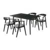 Armen Living Westmont Santana 5 Piece Black Wood Dining Table Set with Charcoal Fabric view 1