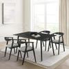 Armen Living Westmont Santana 5 Piece Black Wood Dining Table Set with Charcoal Fabric view 2