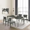 Armen Living Kalia 5 Piece Wood Dining Set in Gray Finish with Gray Fabric view 2