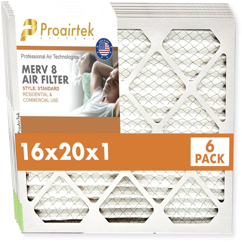 Proairtek AF16201M08SWH Model 16x20x1 Pack of 6 Air Filters, MERV 8; Ideal for Anyone Wanting Clean, Crisp Air in Their Home