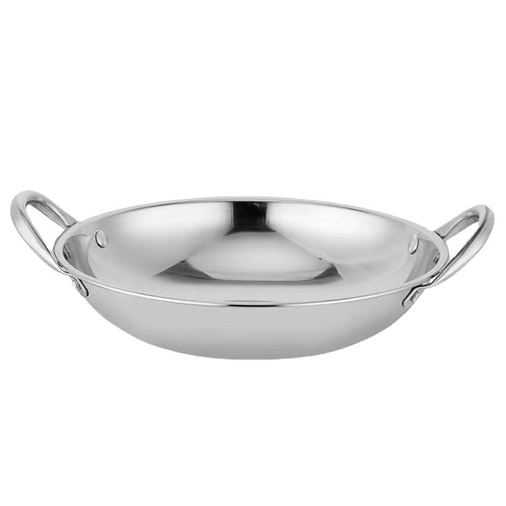 Abaodam Round Bottom Wok Pan Stainles Steel Everyday Pan Hot Pot Cookware Non-stick Surface Kitchen Supply