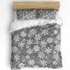 Debedcor Grey Christmas Snowflake Duvet Cover Full Size, White Winter Snowflake Xmas Comforter Cover with Zipper Closure, 3 Piece Bedding Sets 1 Duvet Cover 86x86 Inches and 2 Pillow Shams view 2