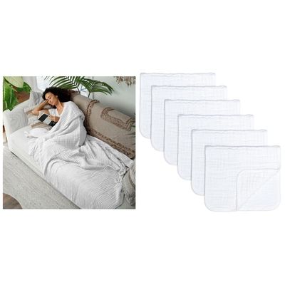 Comfy Cubs Queen Muslin Blanket and Muslin Burp Cloths Large 100% Cotton Bundled