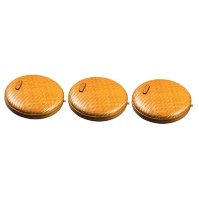 ABOOFAN 3pcs Bamboo Weave Tea Storage Case Woven Storage Basket Lid Tea Organizer and