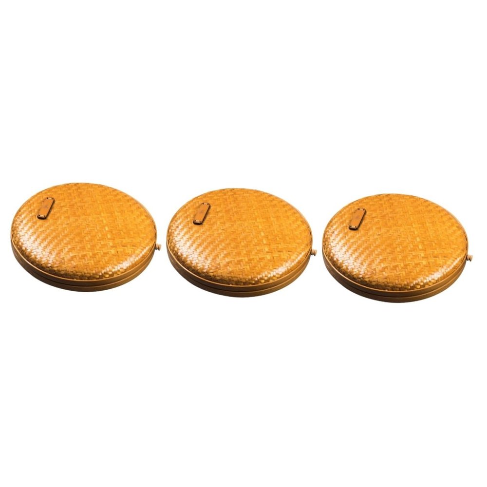 ABOOFAN 3pcs Bamboo Weave Tea Storage Case Woven Storage Basket Lid Tea Organizer and