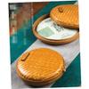 ABOOFAN 3pcs Bamboo Weave Tea Storage Case Woven Storage Basket Lid Tea Organizer and view 2