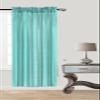 (MR2) Semi Sheer Unlined See Through Window Curtain Faux Silk Texture Rod Pocket 84 Inches Length (2, Teal Green) view 1