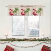 Anzona Curtain Valance 42" x 12", Christmas Flamingos Window Valances Rod Pocket Curtains Drapes, Xmas Balls Tree Rustic Short Topper Curtain for Kitchen Cafe Living Room, 1 Panel view 2