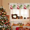 Anzona Curtain Valance 42" x 12", Christmas Flamingos Window Valances Rod Pocket Curtains Drapes, Xmas Balls Tree Rustic Short Topper Curtain for Kitchen Cafe Living Room, 1 Panel view 3